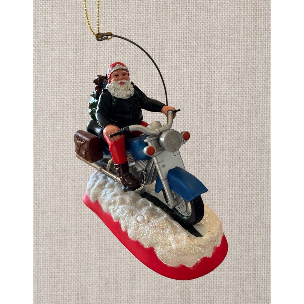 Santas Best Santa Motorcycle Musical Lighted Ornament,UNtested